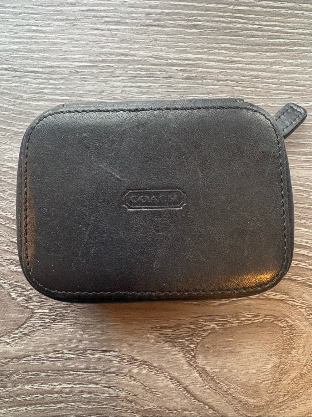 Vintage Coach Black Leather Travel Pill Case Pouch Organizer Embossed Logo